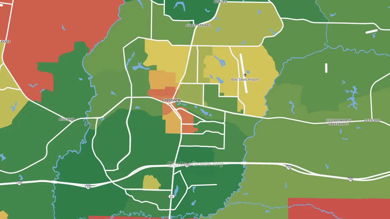 Crestview, FL Map of Burglary Rates