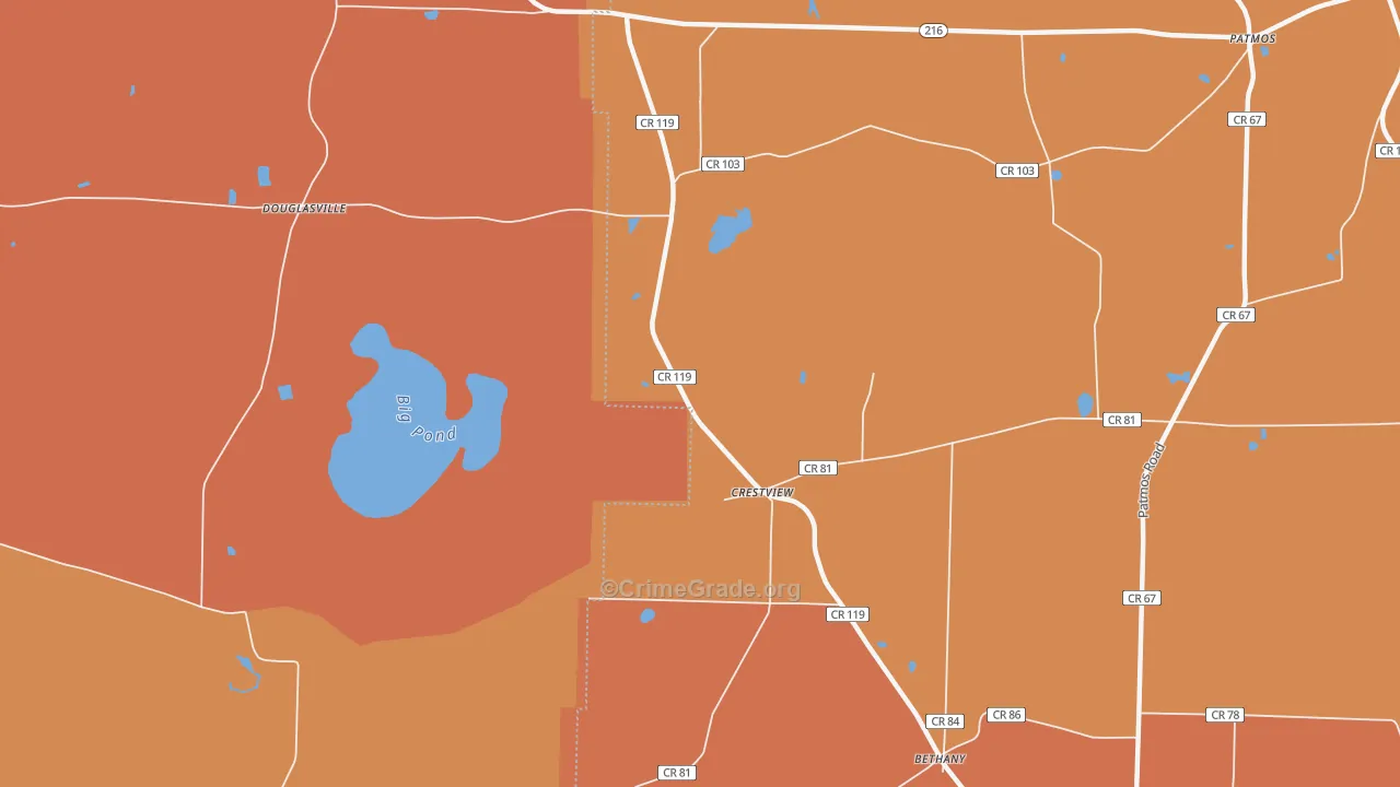 Crestview, GA Map of Burglary Rates