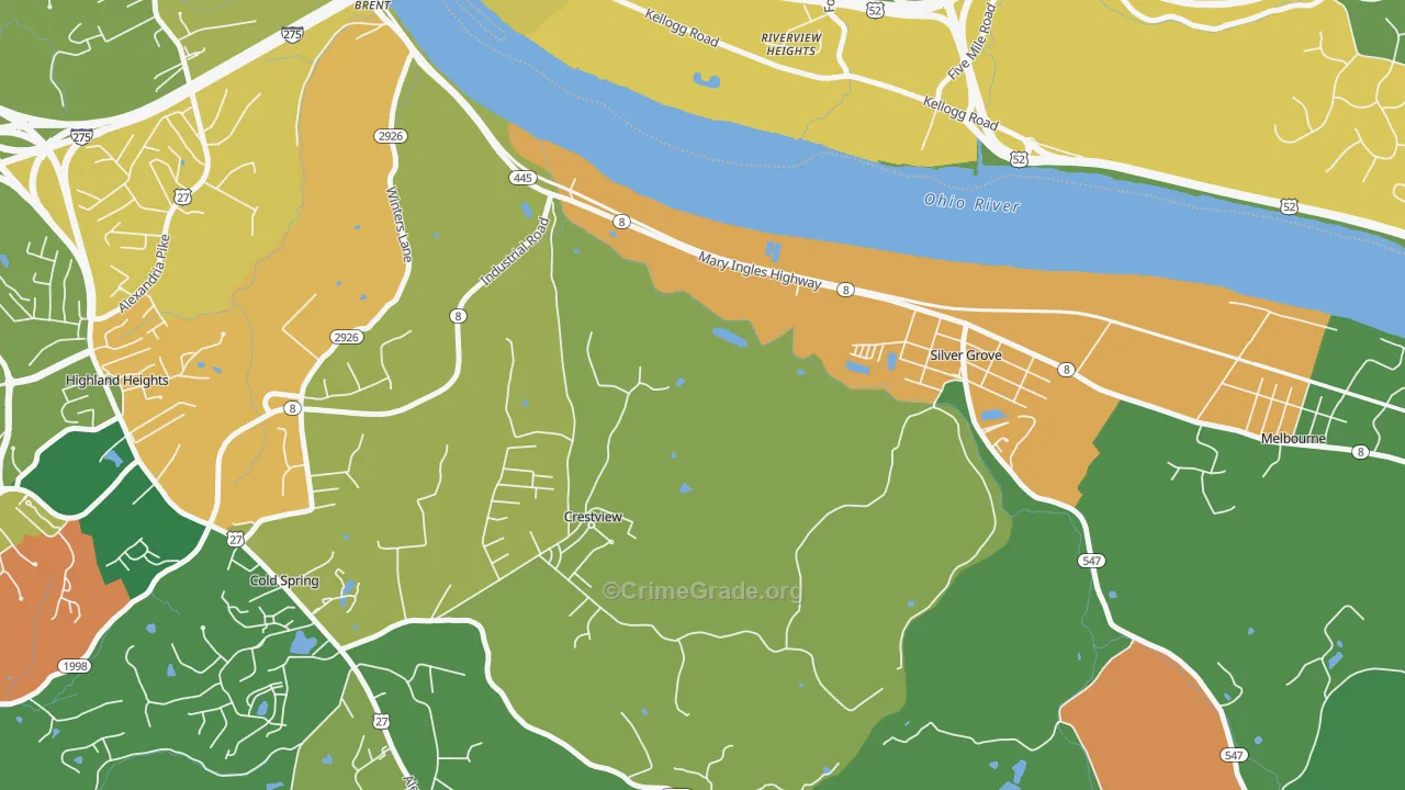 Crestview, KY Map of Burglary Rates