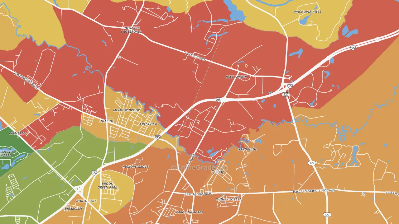 Crestview, SC Map of Burglary Rates