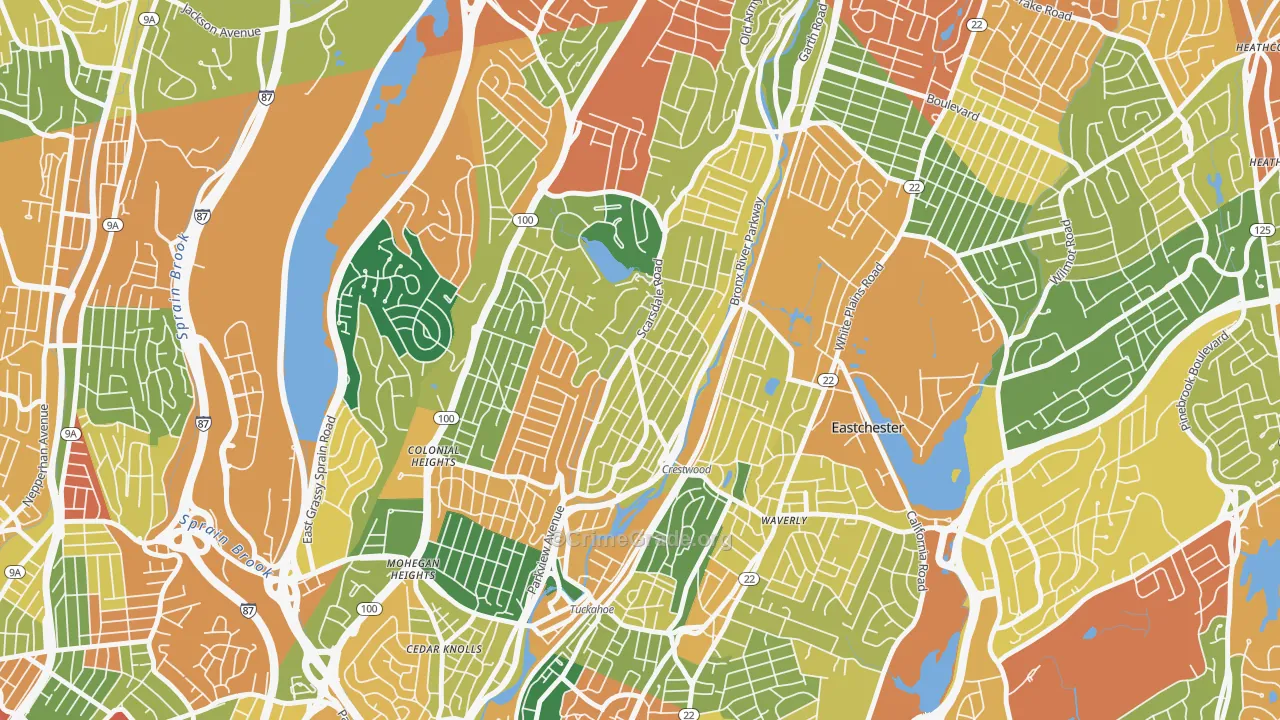Crestwood, Tuckahoe, NY Map of Burglary Rates