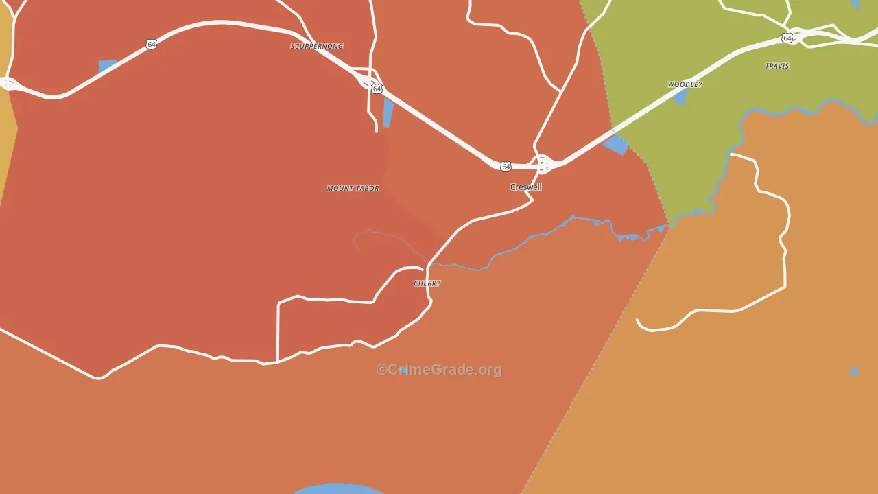 Creswell, NC Map of Burglary Rates