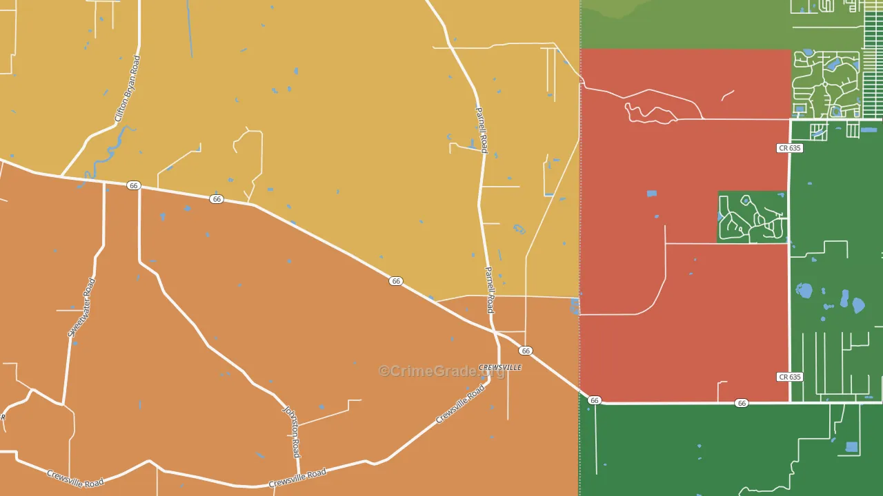 Crewsville, FL Map of Burglary Rates