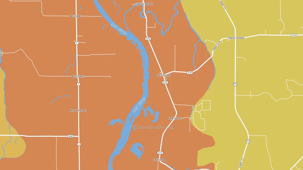 Crichton, LA Map of Burglary Rates