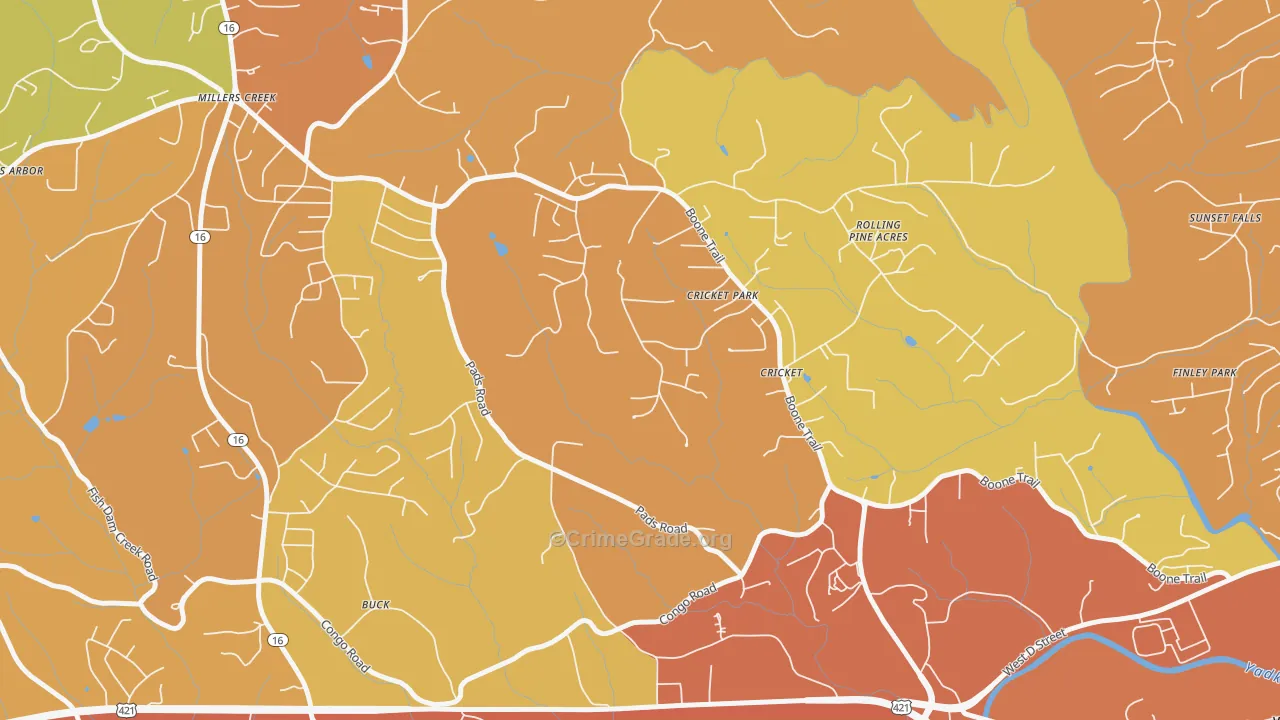 Cricket, NC Map of Burglary Rates