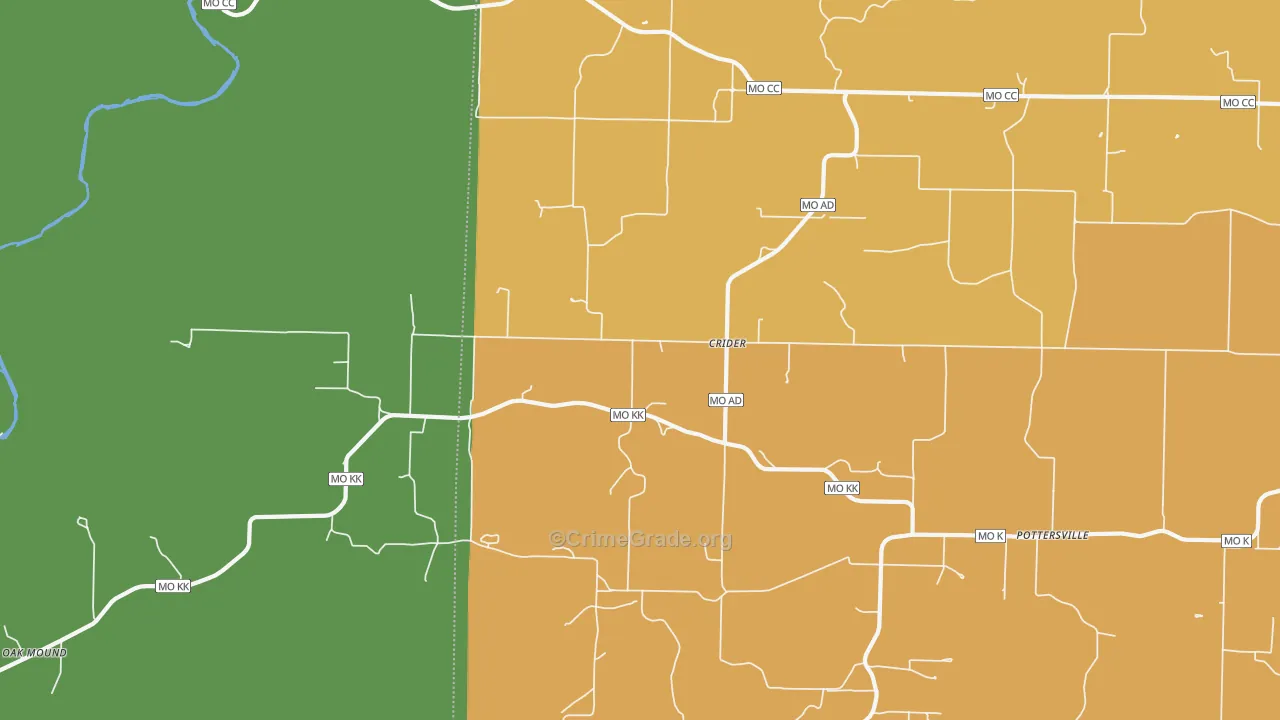 Crider, MO Map of Burglary Rates