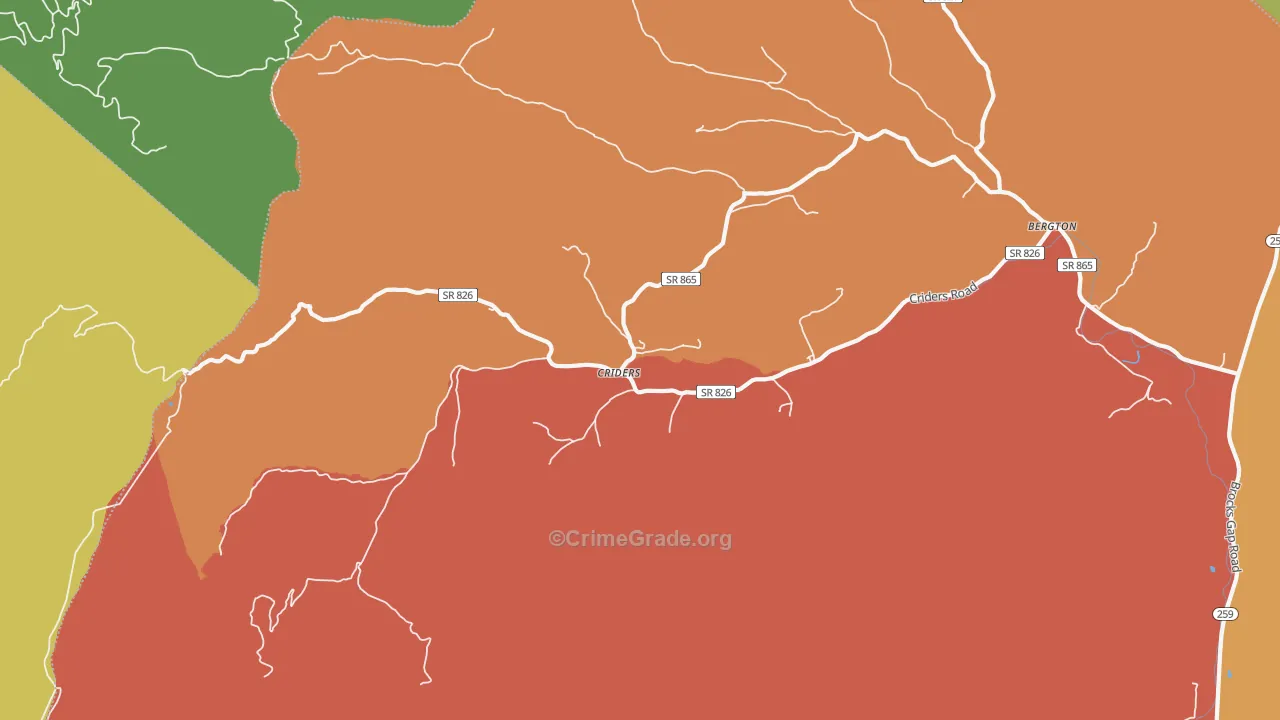 Criders, VA Map of Burglary Rates