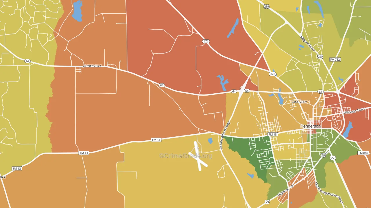Crimcrest, TX Map of Burglary Rates