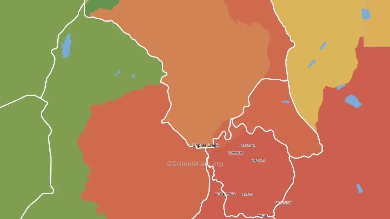 Cripple Creek, CO Map of Burglary Rates