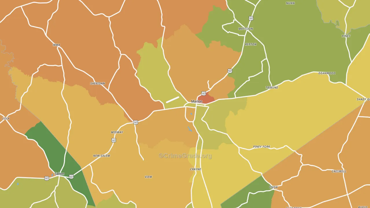 Crittenden County, KY Map of Burglary Rates