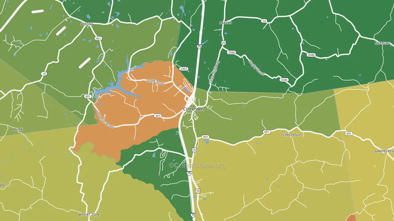 Crittenden, KY Map of Burglary Rates