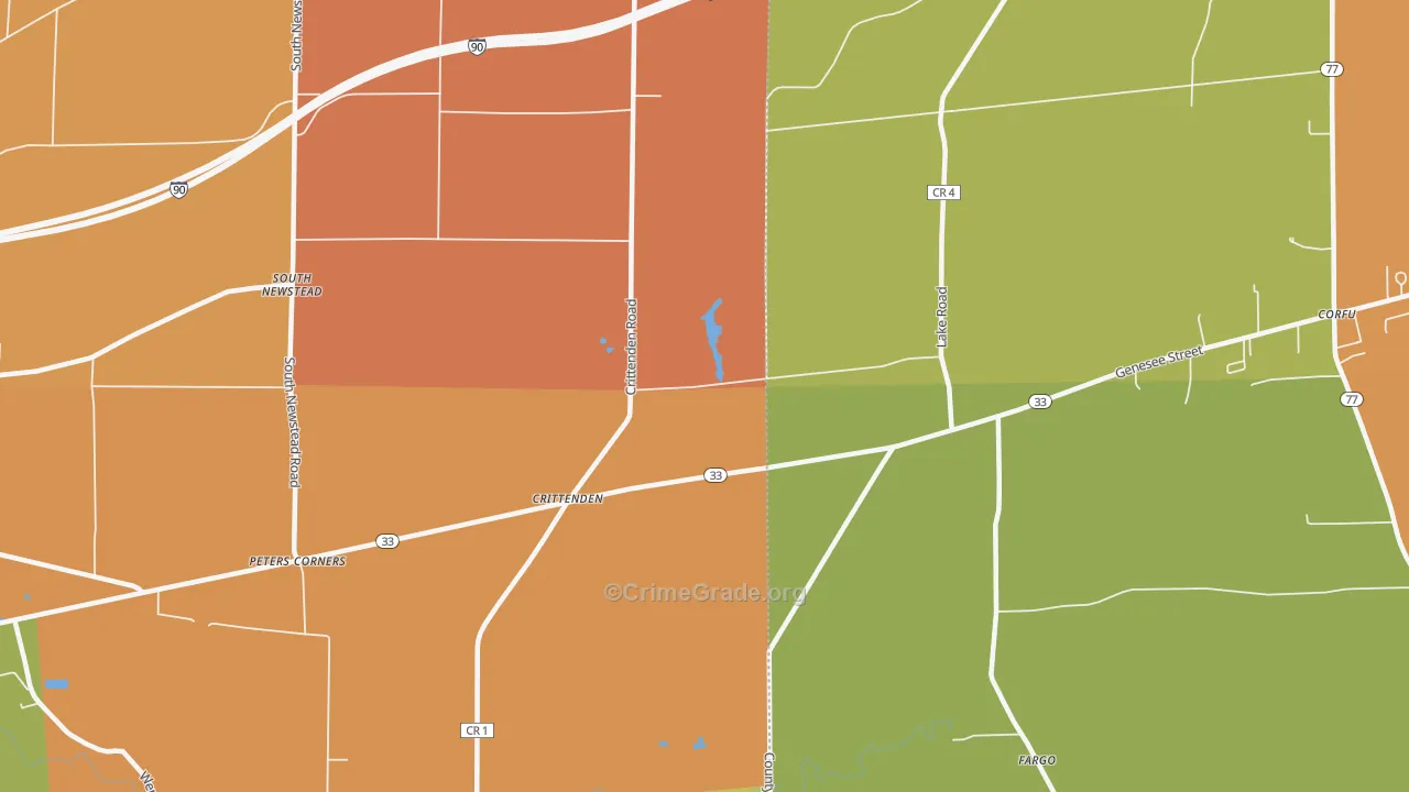 Crittenden, NY Map of Burglary Rates