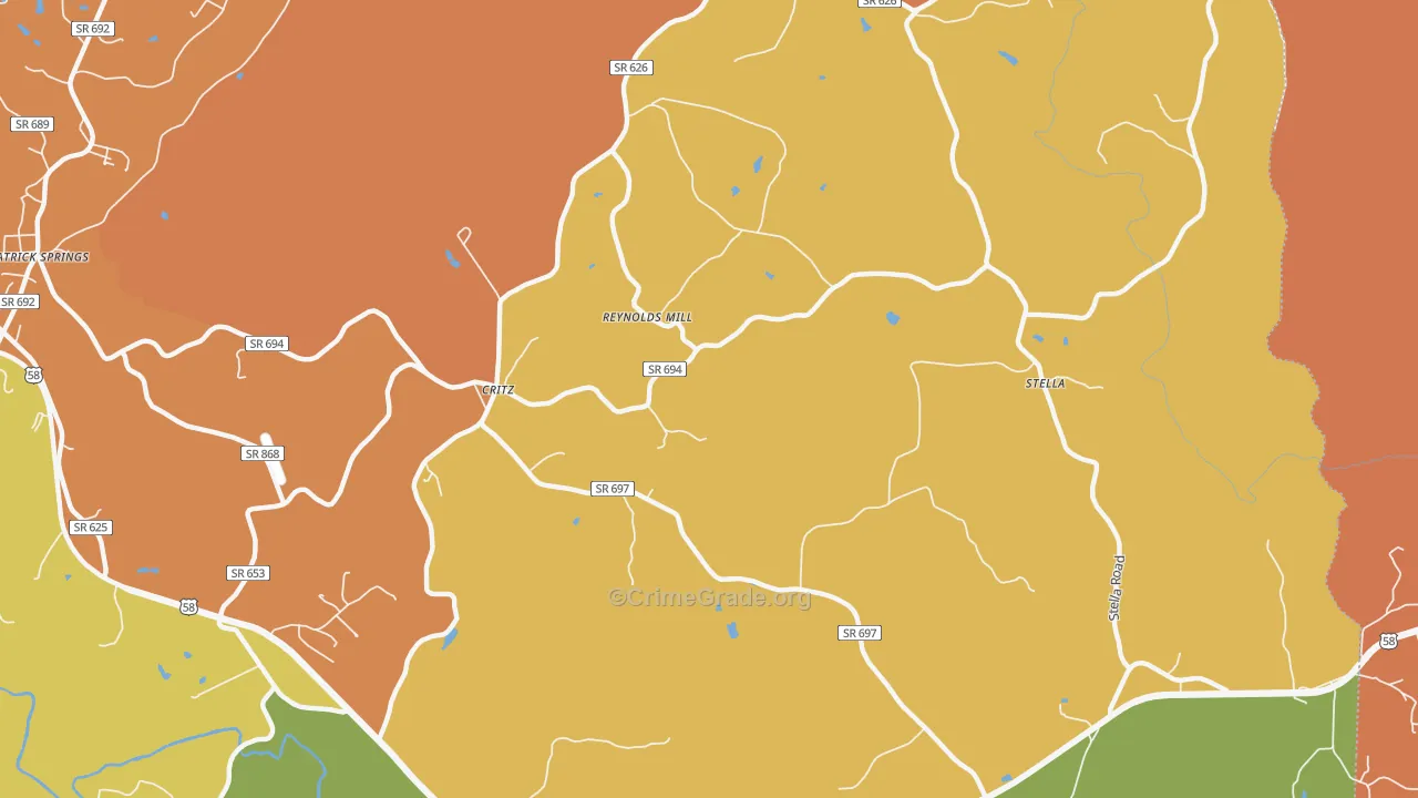 Critz, VA Map of Burglary Rates
