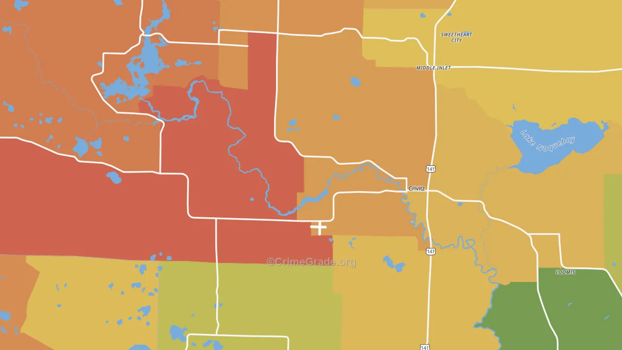 Crivitz, WI Map of Burglary Rates