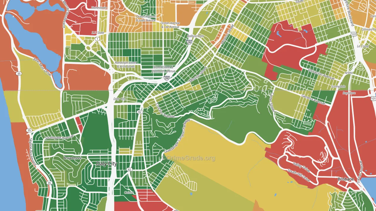 Crocker, Daly City, CA Map of Burglary Rates