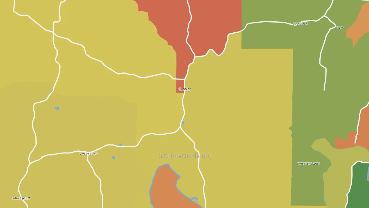 Crocker, MO Map of Burglary Rates
