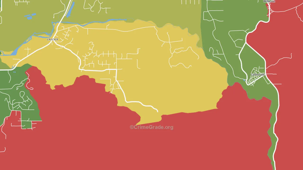 Crocker, WA Map of Burglary Rates