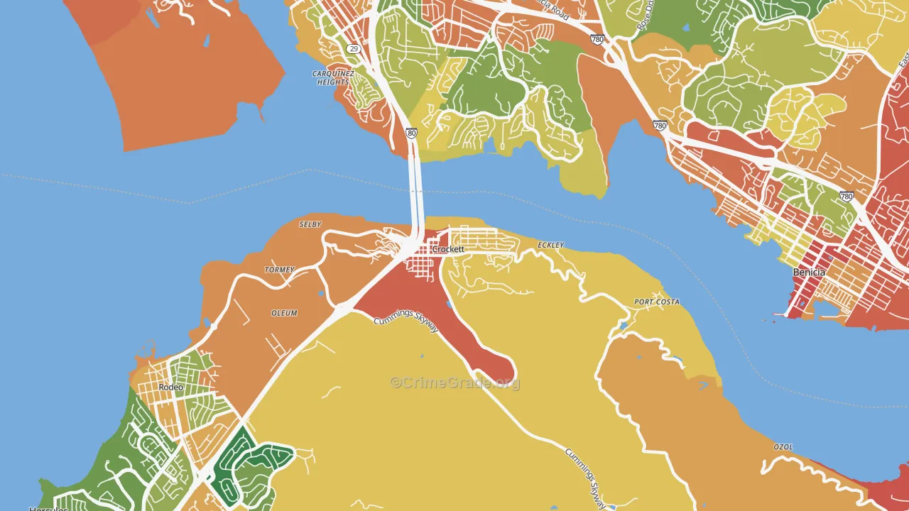 Crockett, CA Map of Burglary Rates
