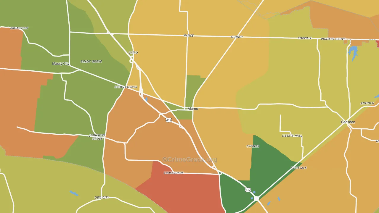 Crockett County, TN Map of Burglary Rates