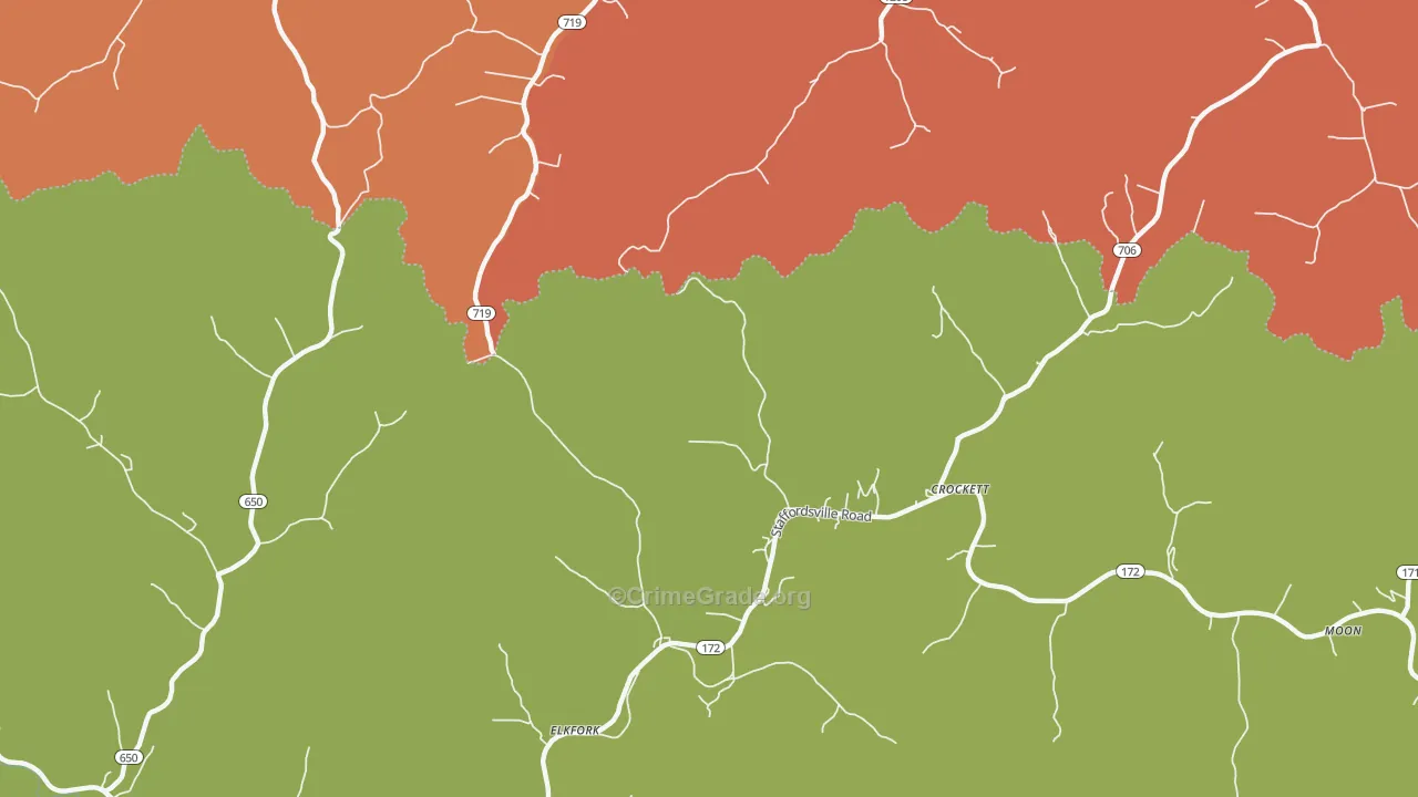 Crockett, KY Map of Burglary Rates