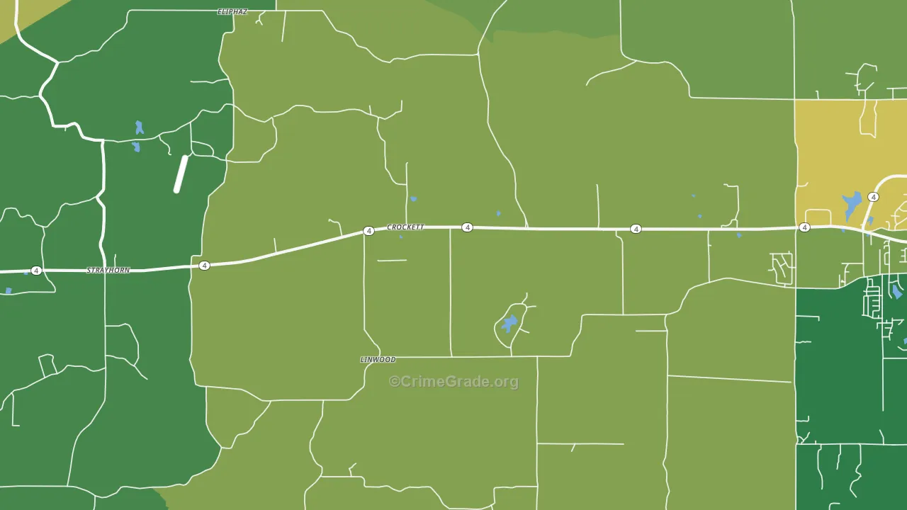 Crockett, MS Map of Burglary Rates