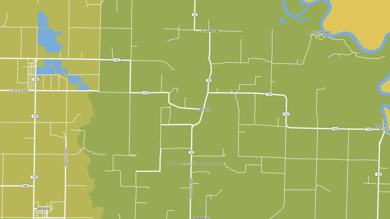 Crocketts Bluff, AR Map of Burglary Rates