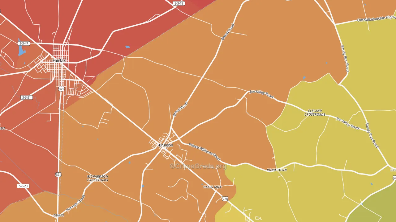 Crocketville, SC Map of Burglary Rates