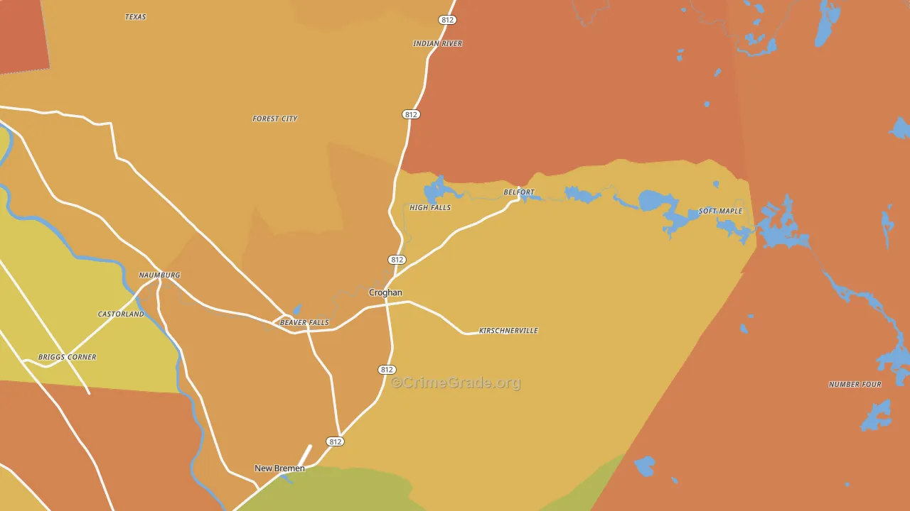 Croghan, NY Map of Burglary Rates
