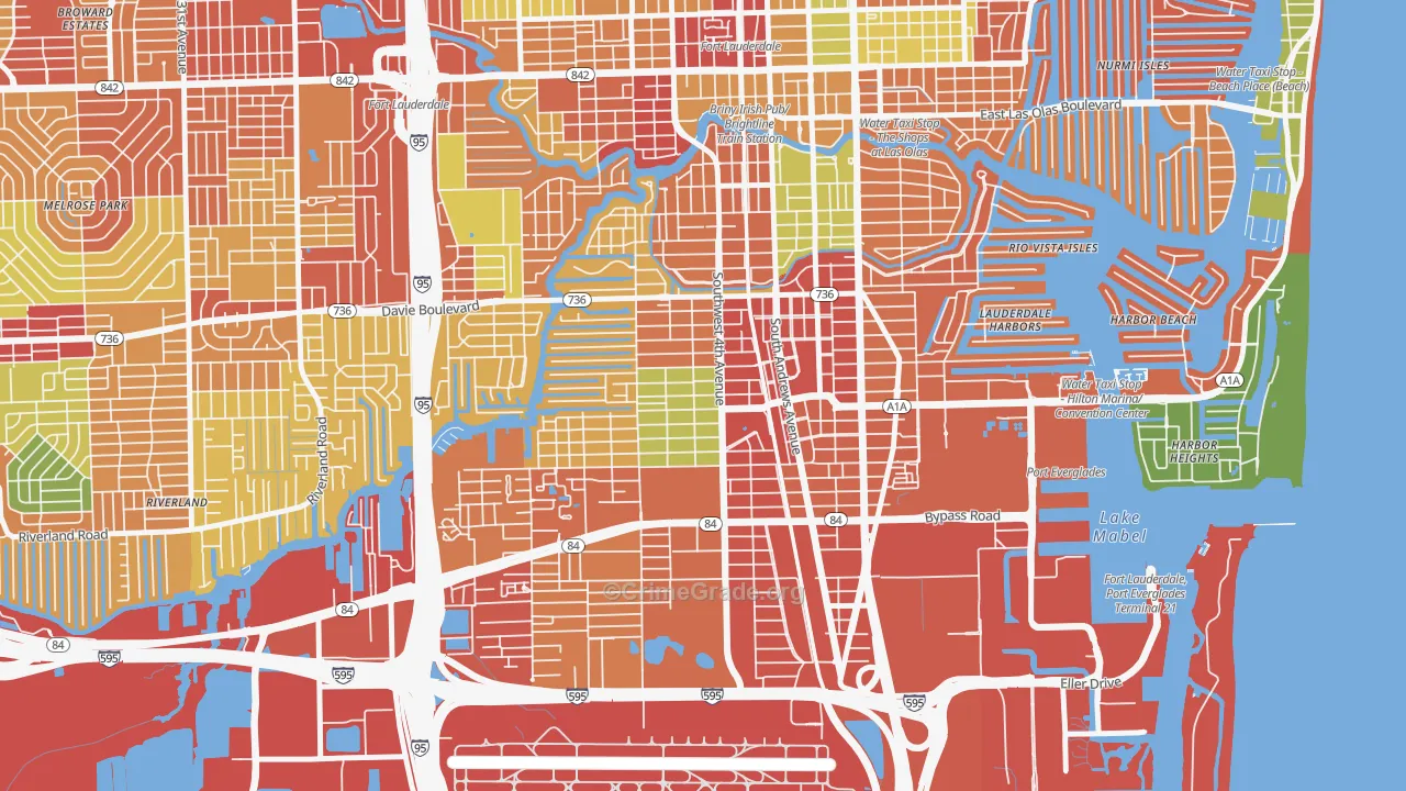 Croissant Park, Fort Lauderdale, FL Map of Burglary Rates