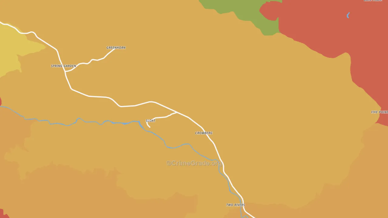 Cromberg, CA Map of Burglary Rates