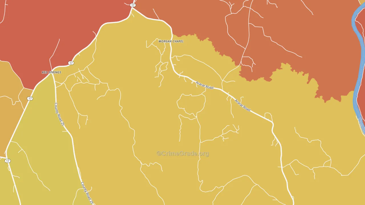 Cromwell, AL Map of Burglary Rates