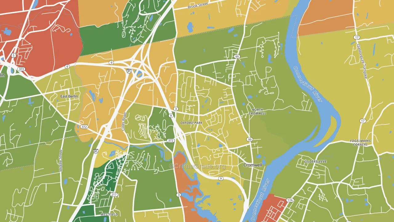 Cromwell, CT Map of Burglary Rates