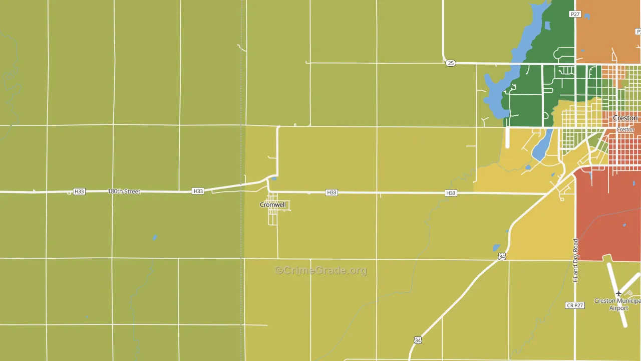 Cromwell, IA Map of Burglary Rates