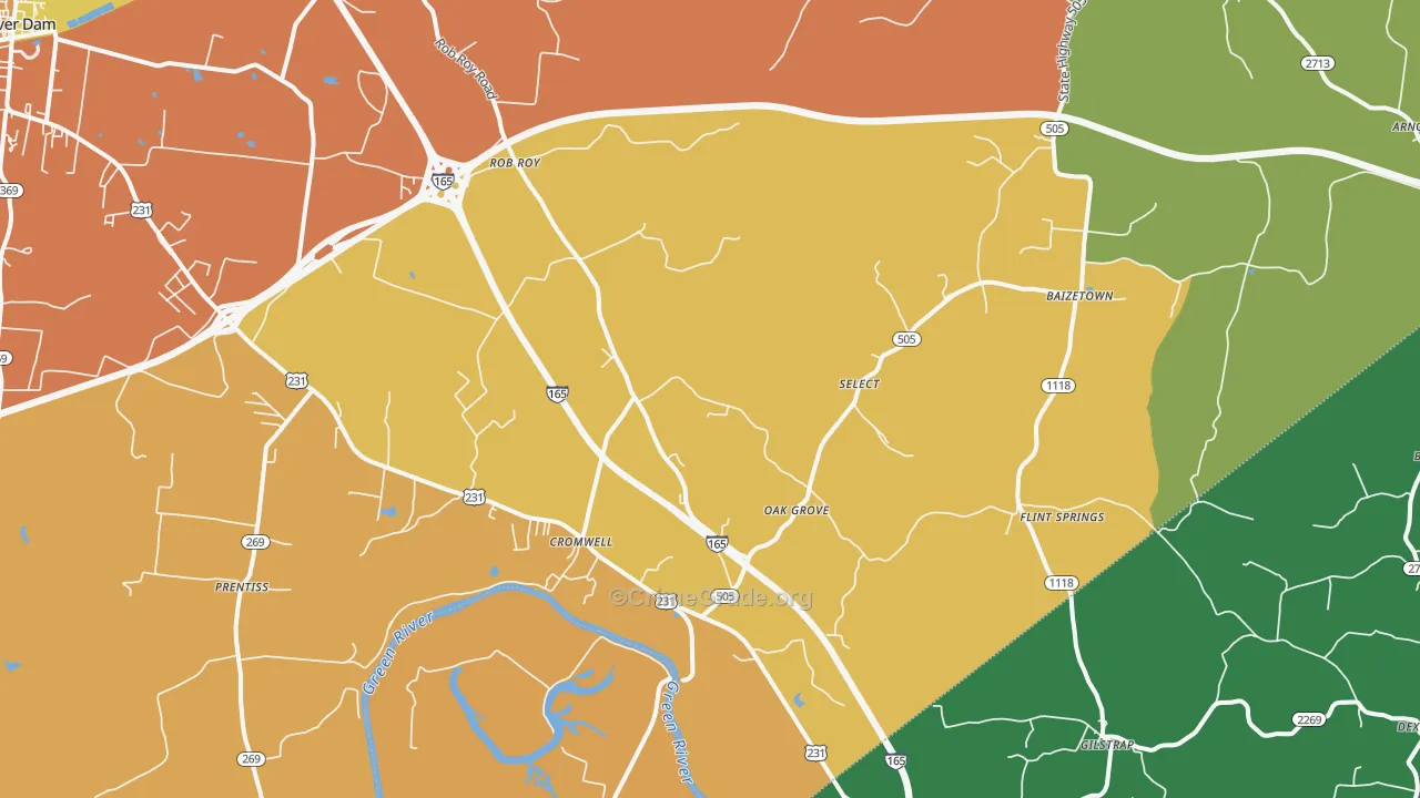 Cromwell, KY Map of Burglary Rates
