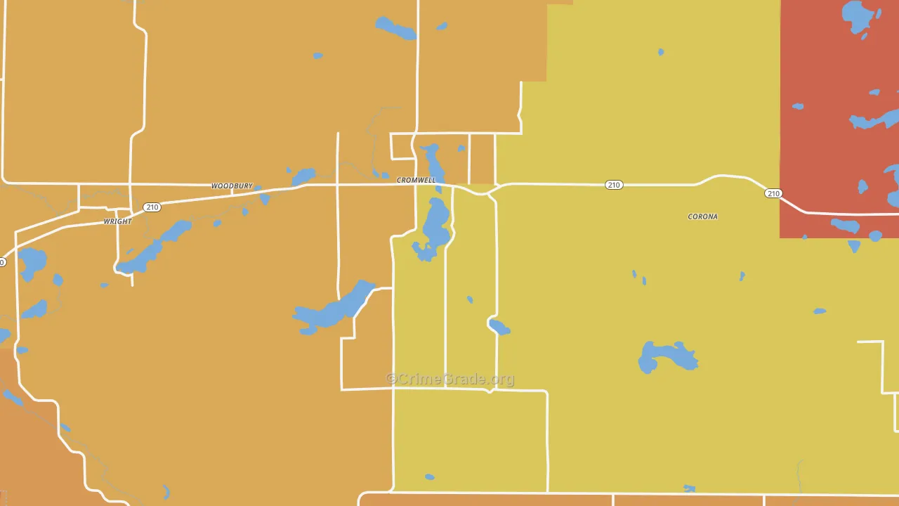 Cromwell, MN Map of Burglary Rates