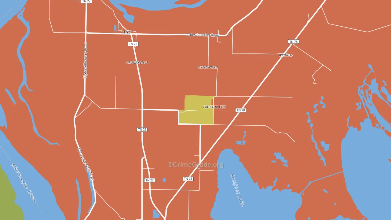 Cronanville, TN Map of Burglary Rates