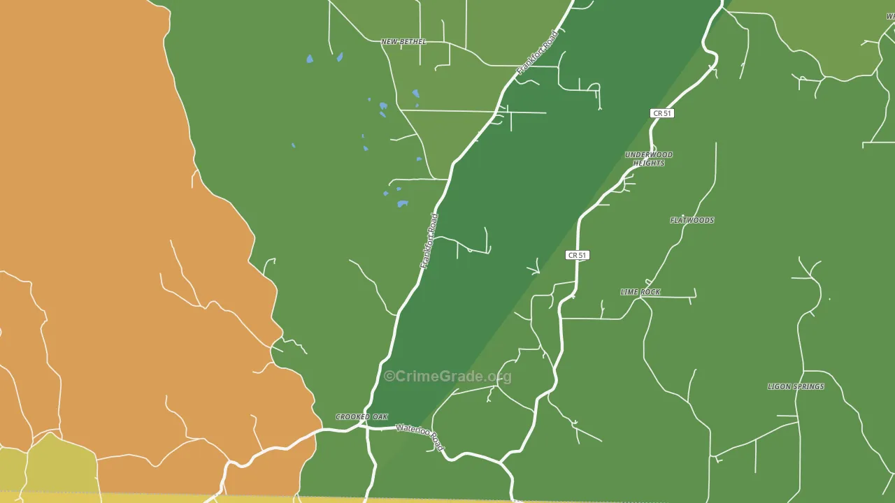 Crooked Oak, AL Map of Burglary Rates