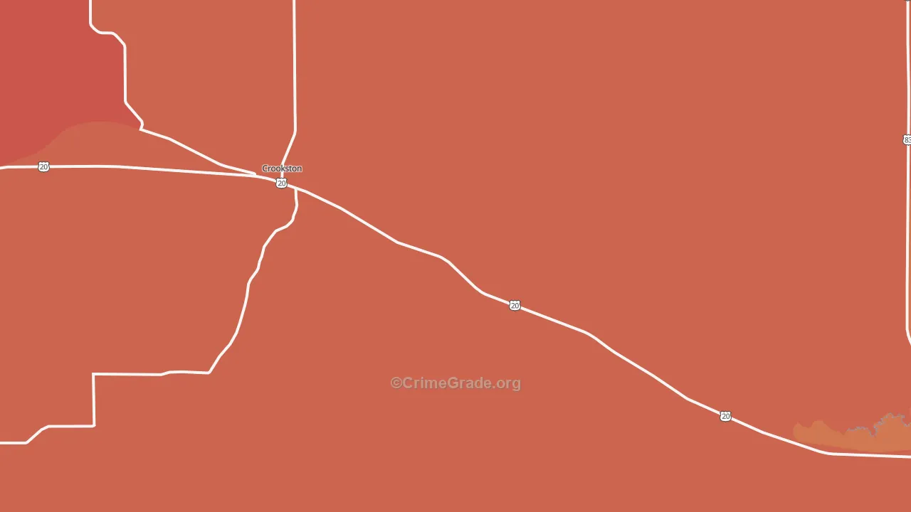 Crookston, NE Map of Burglary Rates