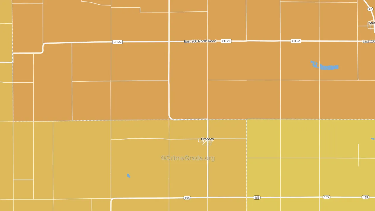 Cropsey, IL Map of Burglary Rates