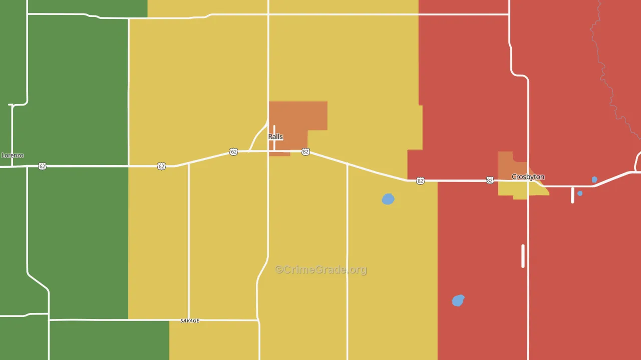 Crosby County, TX Map of Burglary Rates