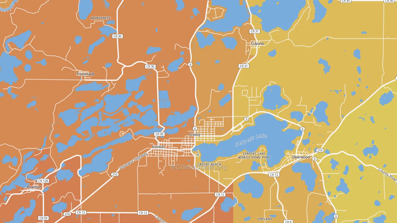 Crosby, MN Map of Burglary Rates