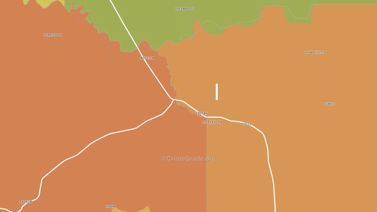 Crosby, MS Map of Burglary Rates