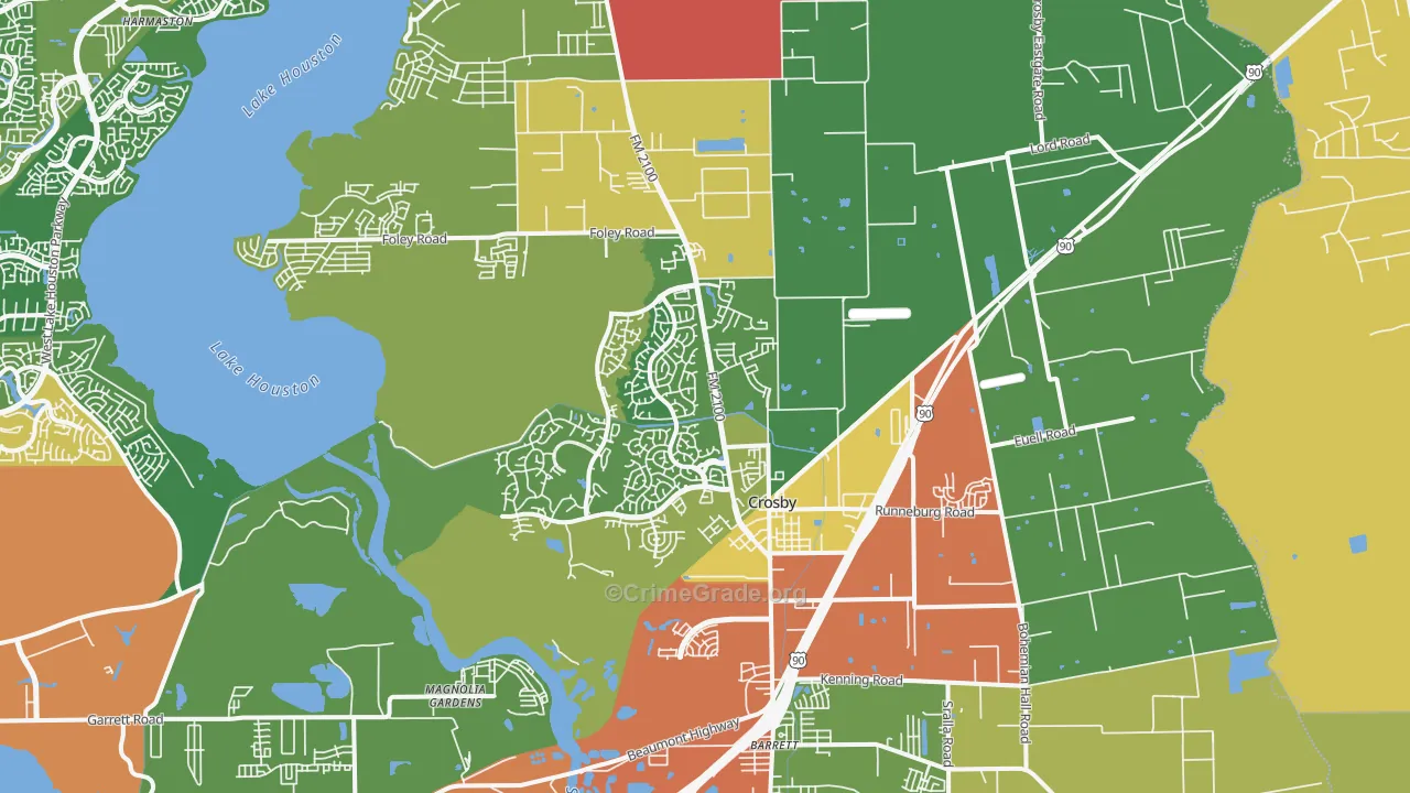 Crosby, TX Map of Burglary Rates