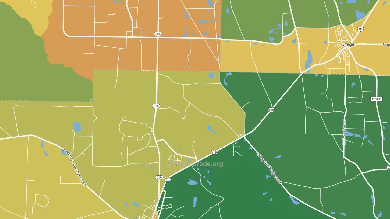 Crosland, GA Map of Burglary Rates