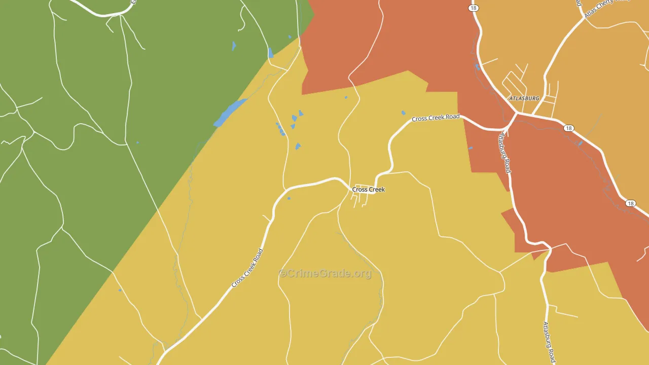 Cross Creek, PA Map of Burglary Rates