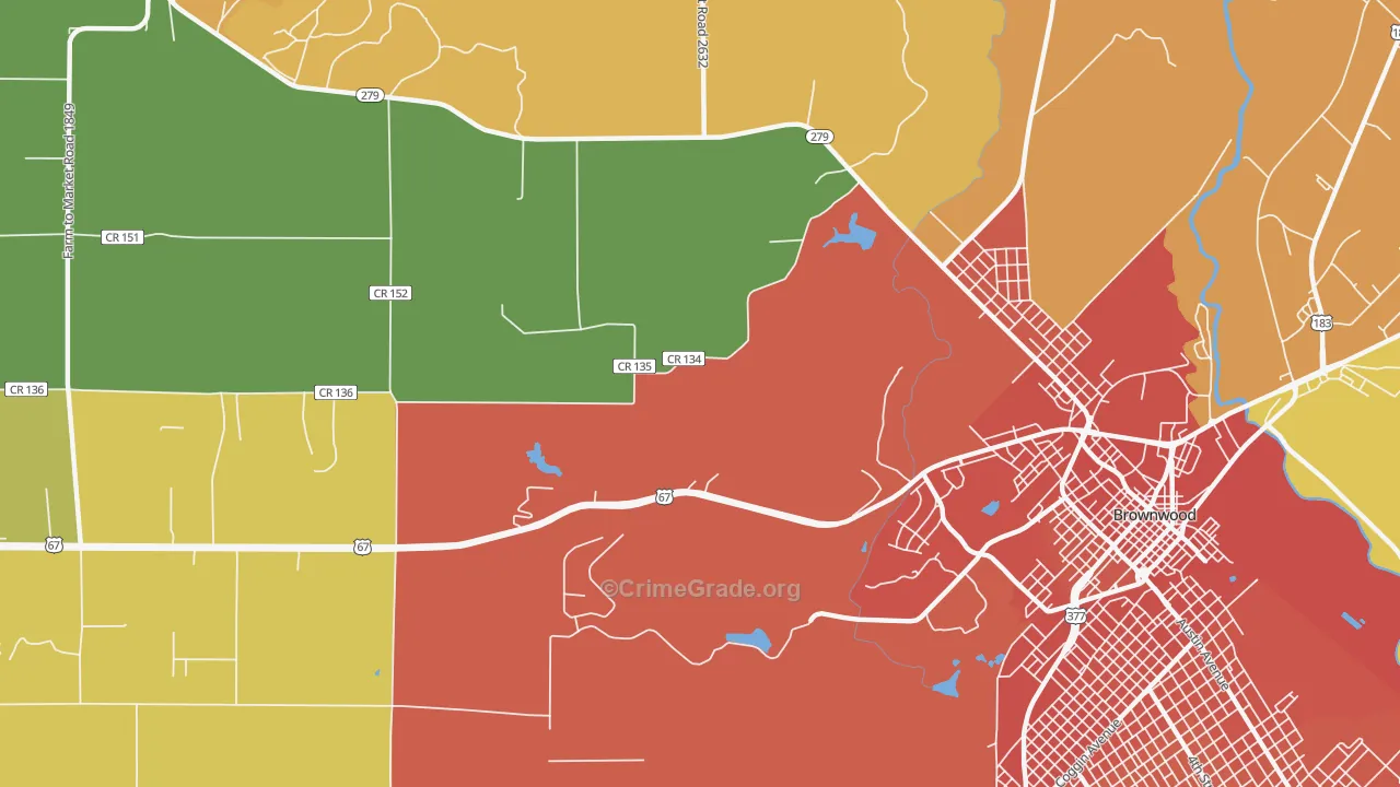 Cross Cut, TX Map of Burglary Rates