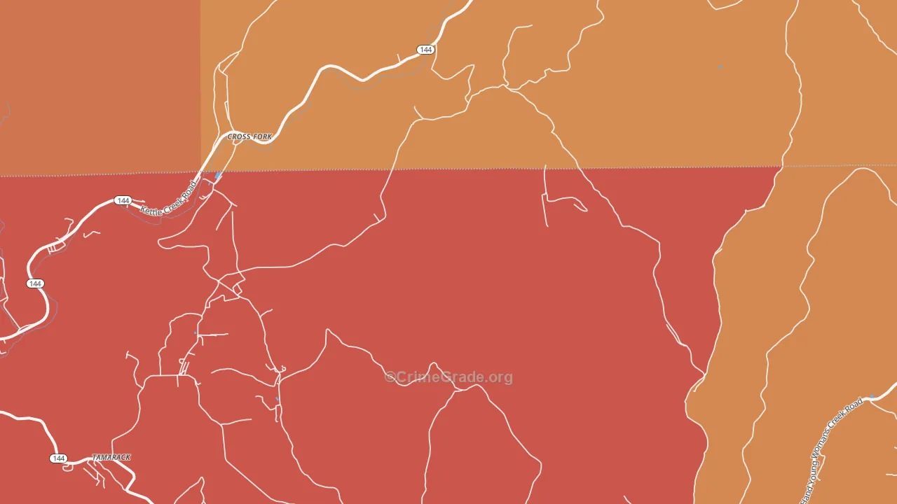 Cross Fork, PA Map of Burglary Rates