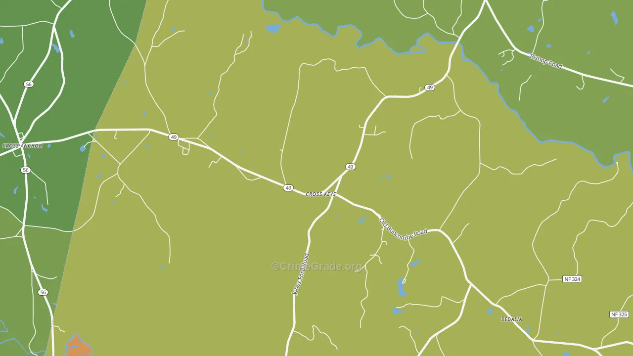 Cross Keys, SC Map of Burglary Rates