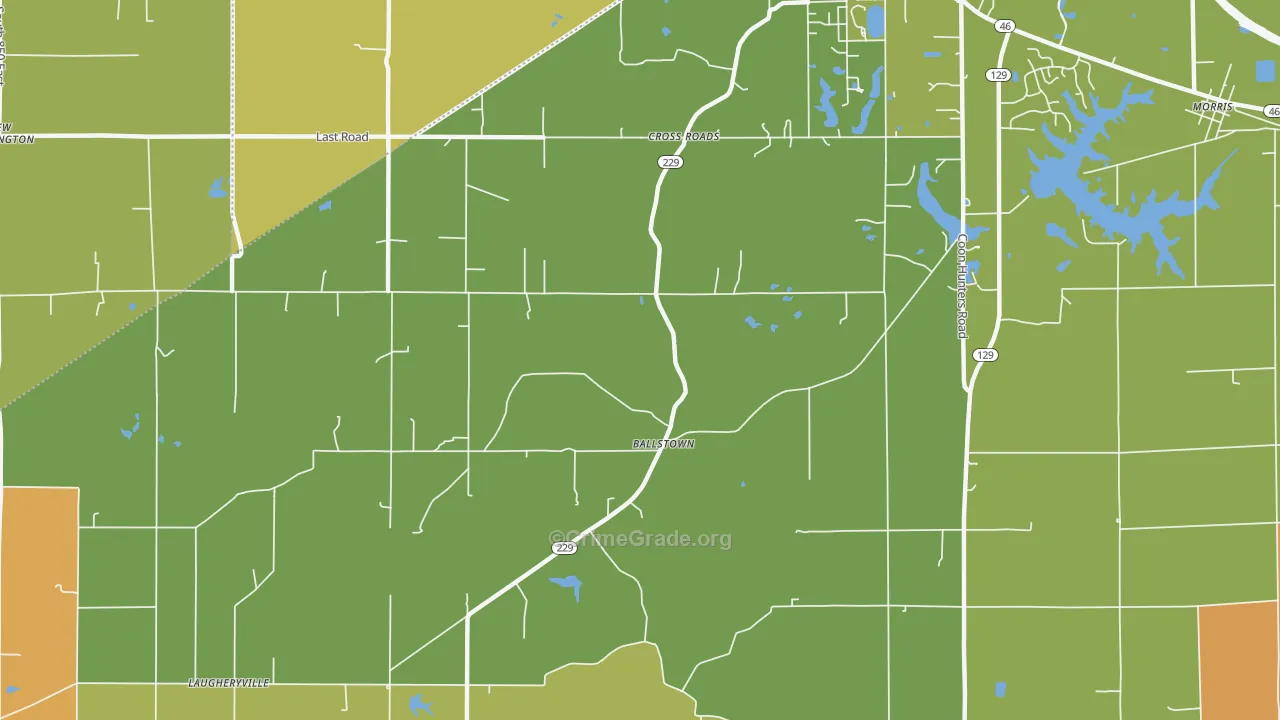 Cross Roads, IN Map of Burglary Rates
