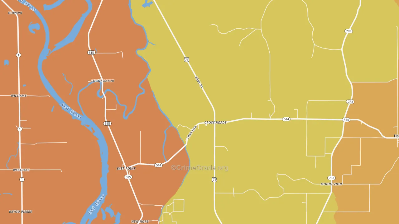 Cross Roads, LA Map of Burglary Rates